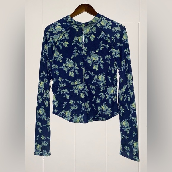 NEW Free People Dinner‎ Party Printed Top / Indigo Combo Women L Boho Hippie - Picture 9 of 13